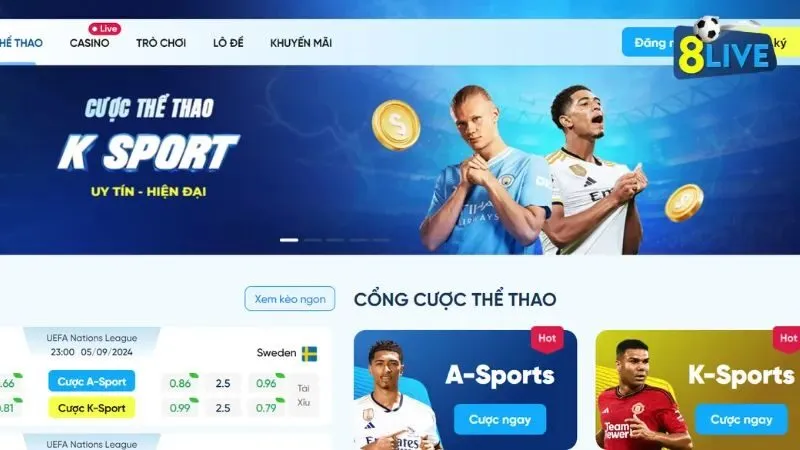 Thể thao 8LIVE một nền tảng trực tuyến chuyên cung cấp các dịch vụ cá cược thể thao